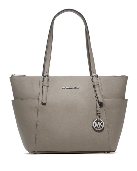 michael kors jet set tote grey pebble leather|Michael Kors jet set duffle.